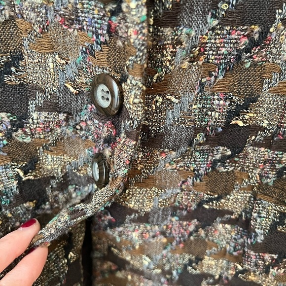 CARLISLE Women’s Vintage Boucle Blazer Wool Blend Unique Size 12 Quilted Long - Picture 2 of 5